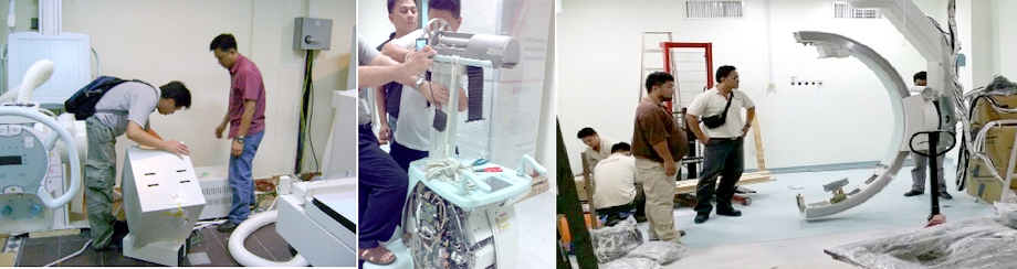 Medical System Services team during installation on-site